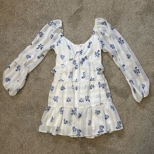 Altar'd State White and Blue Floral Mini Dress